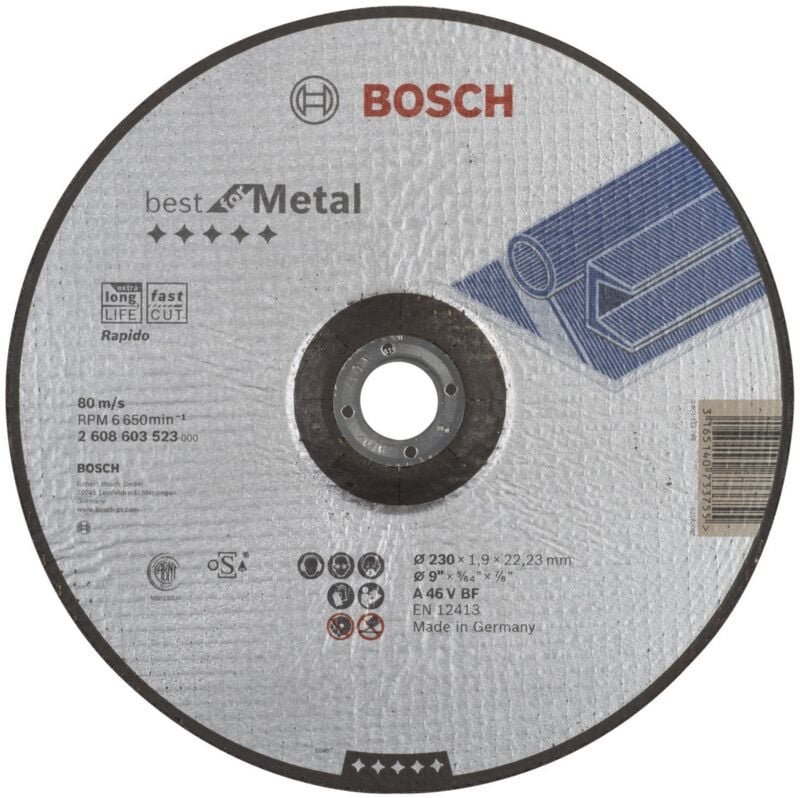 Bosch - Trennscheibe gekröpft Best for Metal - Rapido a 46 v bf 230 mm 22,23 mm 1,9 mm - 2608603523