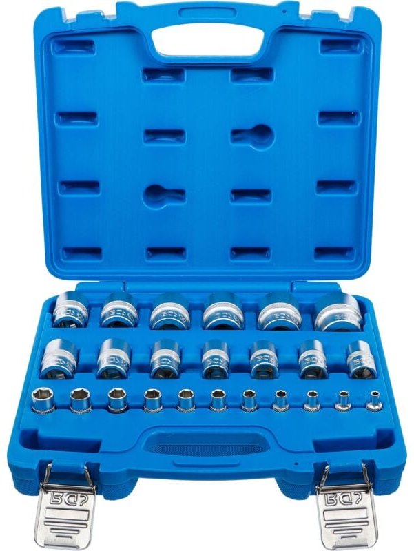 Bgs Technic - Steckschlüssel-Einsatz-Satz, Sechskant Antriebe Innenvierkant 6,3 mm (1/4'), 12,5 mm (1/2') Zollmaße 24-tl...