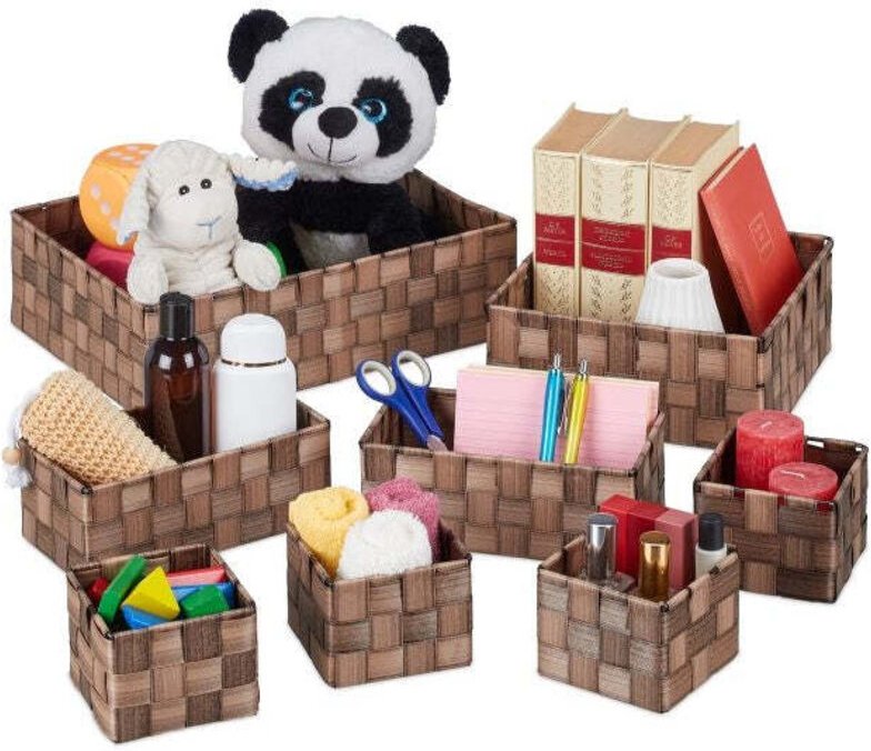 Set of 8 plastic storage baskets