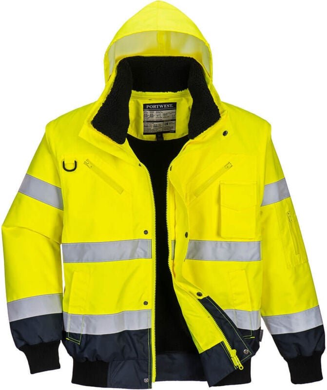 Bomberjacke 3-in-1 Hochsichtbarkeit Zweifarbig Gelb/Navy XS