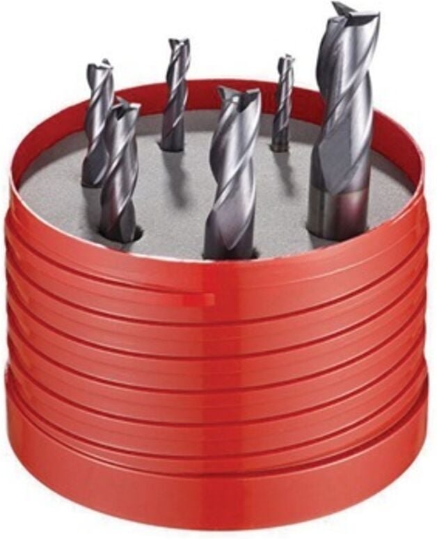 Schaftfräserset Nr.933 D.3/4/5/6/8/10mm Z.3 vhm TiAlN 6tlg.Runddose Dormer