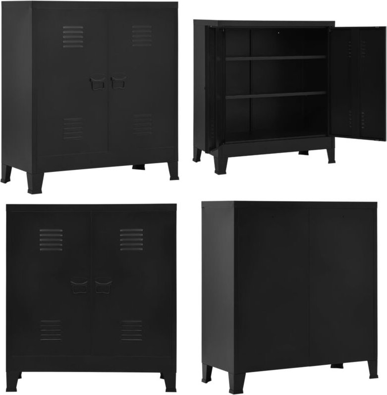 Lagerschrank Industrial Schwarz 90x40x100 cm Stahl - Aufbewahrungsschrank - Aufbewahrungsschränke - Home & Living - Schw...