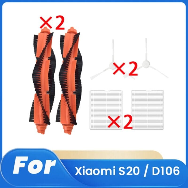6 Pcs für S20 / D106 Kehren Roboter Zubehör Reiniger Teile Ersatz Wichtigsten Seite Pinsel Filter Set