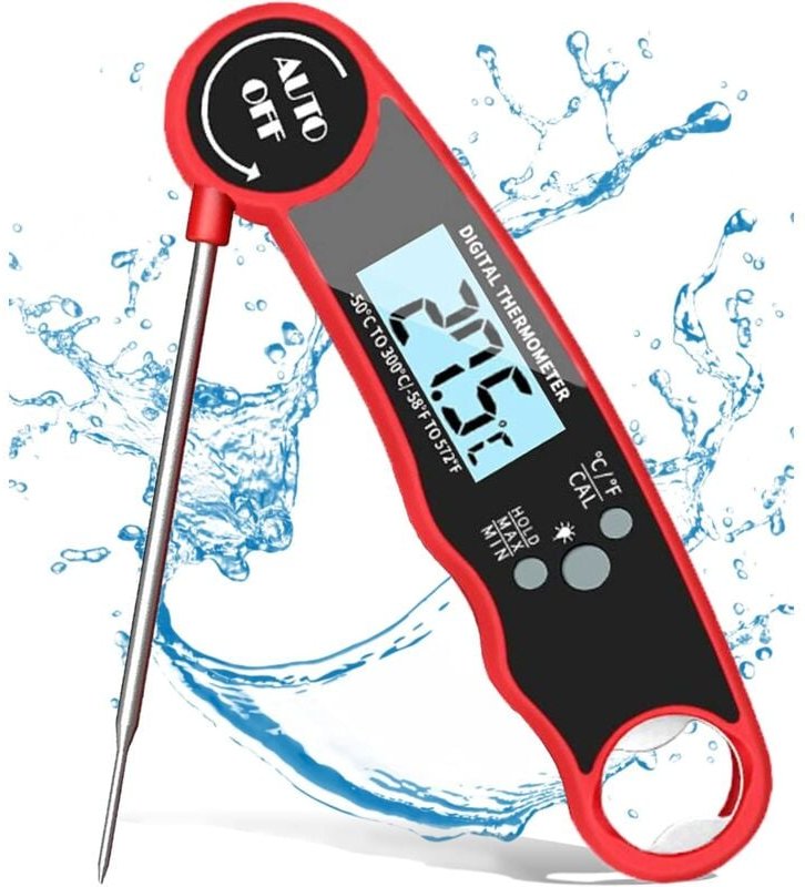 Küchenthermometer mit Kochsonde, Lebensmittelthermometer für Flüssigkeiten, Öl, Fleisch, BBQ, Lebensmittel, Grillen, Bra...