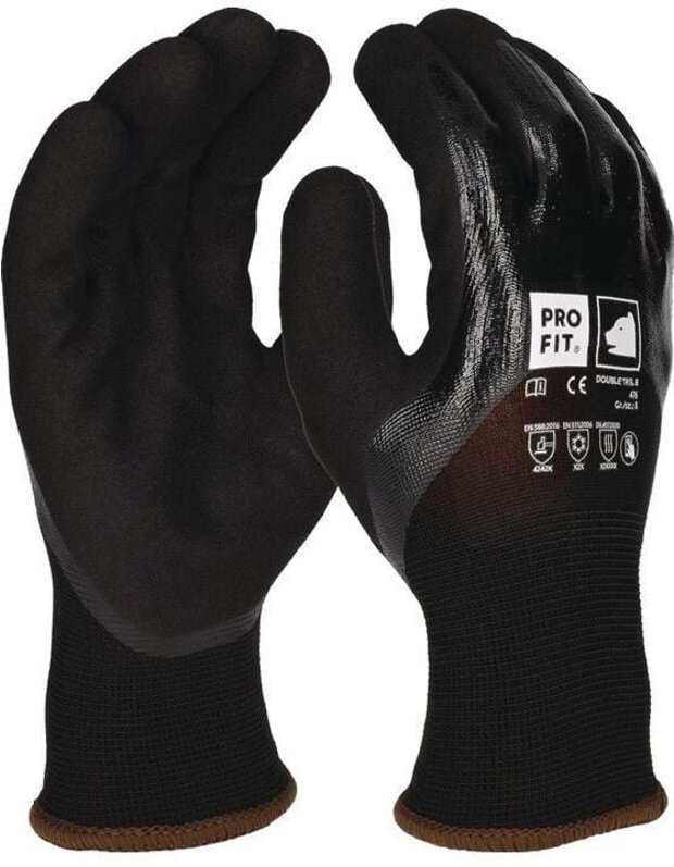 Kälteschutzhandschuh Double Tril Größe 9 schwarz/schwarz en 388, en 511, en 407 PSA-Kategorie ii