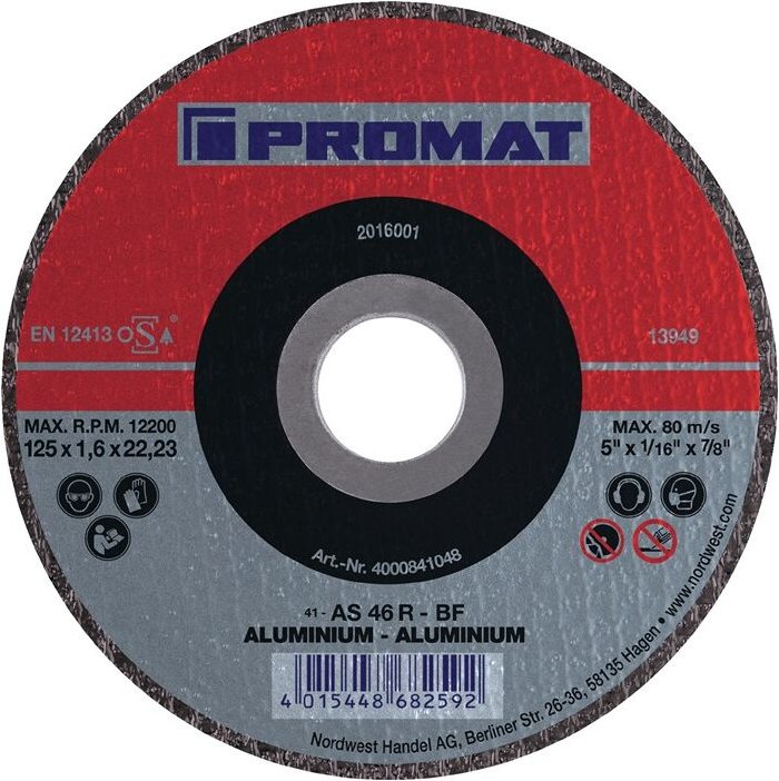 Promat - Trennscheibe D125x1mm gerade Aluminium Bohrung 22,23 mm