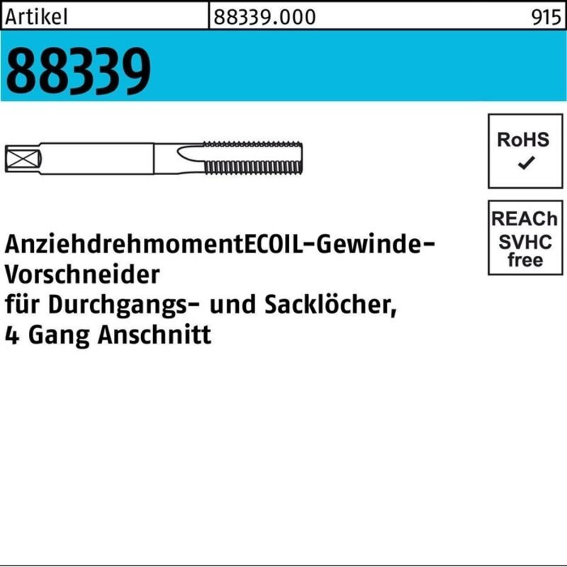 Gewindevorbohrer r 88339 M22 Stahl 1 Stück Amecoil