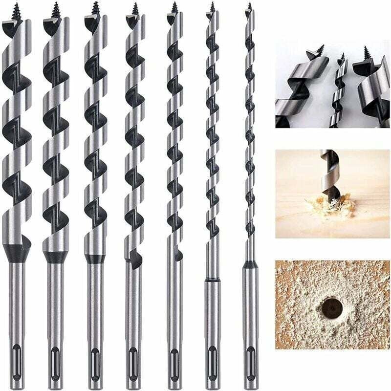 7-teiliges SDS-Plus-Holzbohrer-Set aus Kohlenstoffstahl, Spirallochschneider, Holzbearbeitungs-Werkzeugsatz. Werkzeuge m...
