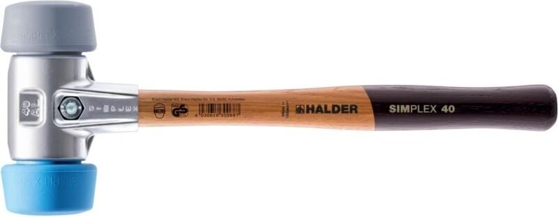 SIMPLEX-Schonhammer, 50:40, TPE-soft / TPE-mid mit Aluminiumgehäuse und hochwertigem Holzstiel D=50 mm 3113.051