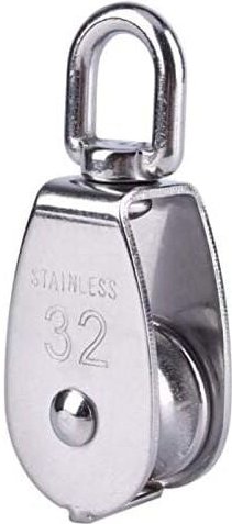 Thumbnail - M32 Edelstahl-Einzelrolle, Schwenkrolle, 250 kg Tragkraft für Hebeseile – Einzelpackung, Silber
