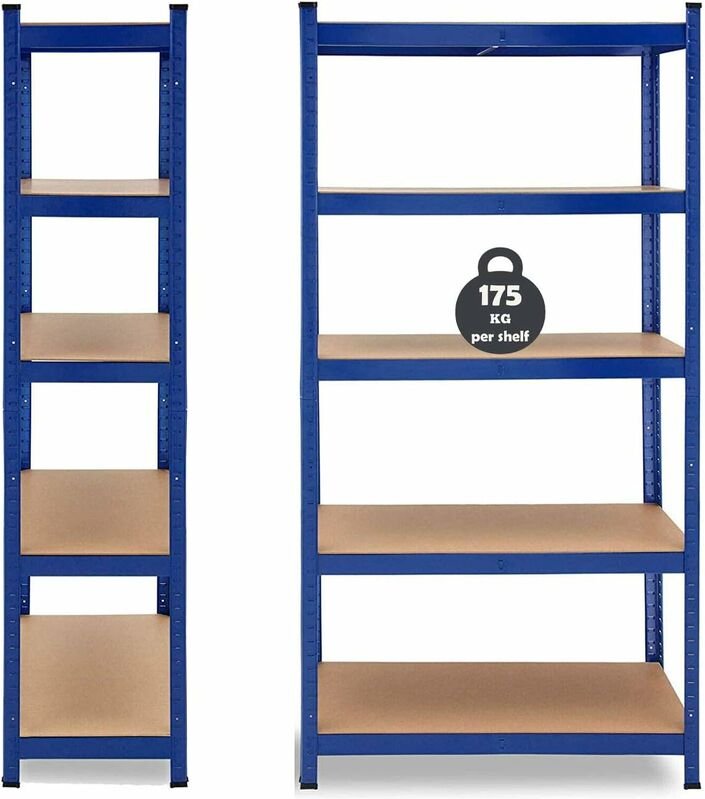 Blau Lagerregal Kellerregal Werkstattregal Schwerlastregal Einstellbar Regal bis 875 kg, 170x75x30cm Metall-Regal Regals...