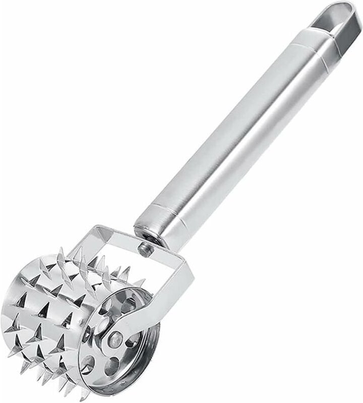 Fleischklopfer, silberner Fleischhammer aus Edelstahl, Fleischklopfer vom Rollentyp, verwendet für Steaks, Schweinekotel...