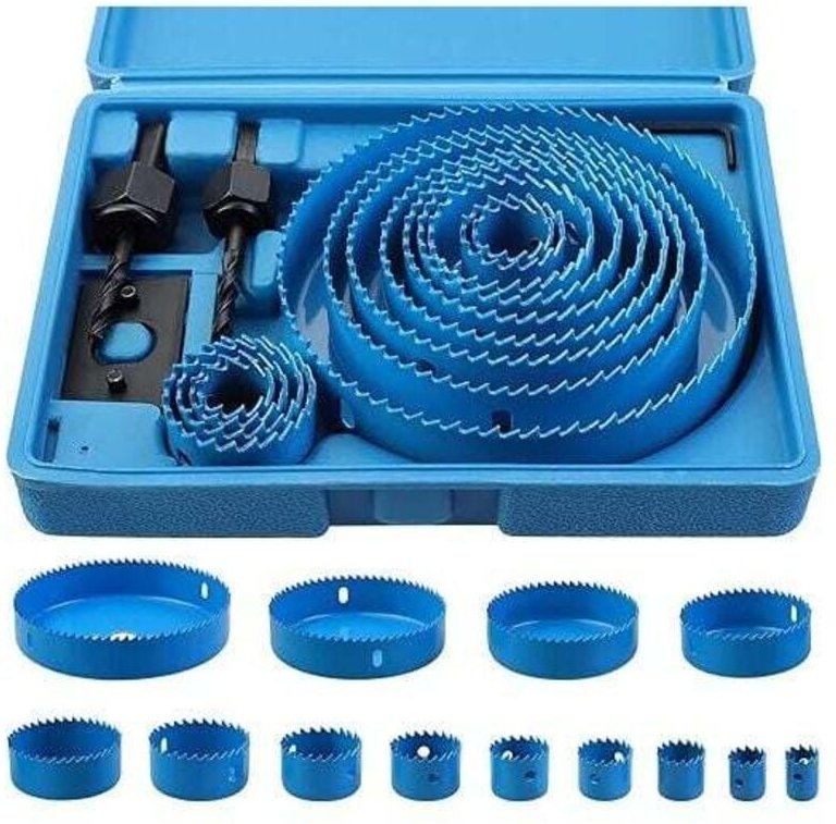 17-teiliges Bimetall-Lochsägen-Set aus Kohlenstoffstahl, 19–127 mm, Lochsägen-Box-Set für Holz, Gipskarton und Gipskarto...