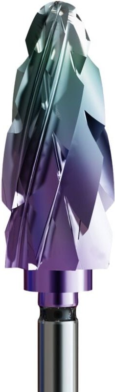 Chamäleonbeschichteter Hartmetallfräser – sehr sammelwürdiger Kegel