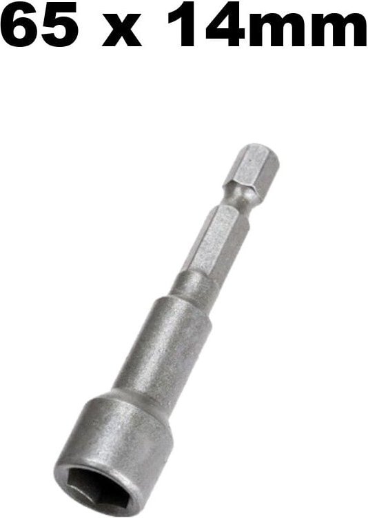 Steckschlüssel / Stecknuss / Außensechskant-Aufsatz Bit magnetisch, 1/4 Zoll Nuss Aufnahme für Akkuschrauber - 65mm x 14...