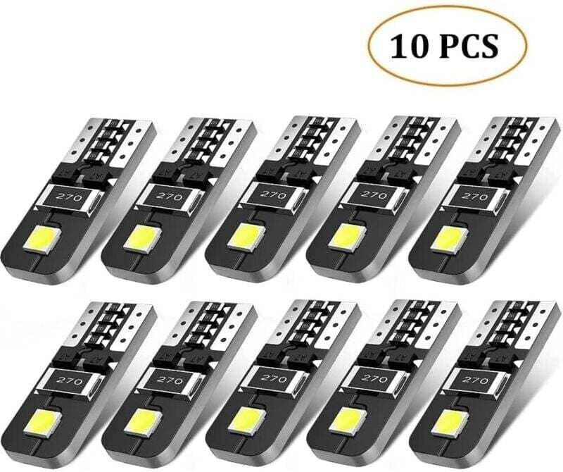 10 x T10 LED-Autolampen, Xenon-Lampe, 12 V, Chipsätze W5W 2825, 6000 K, ultrahell, für Kuppelkarten, Seitenmarkierungsle...