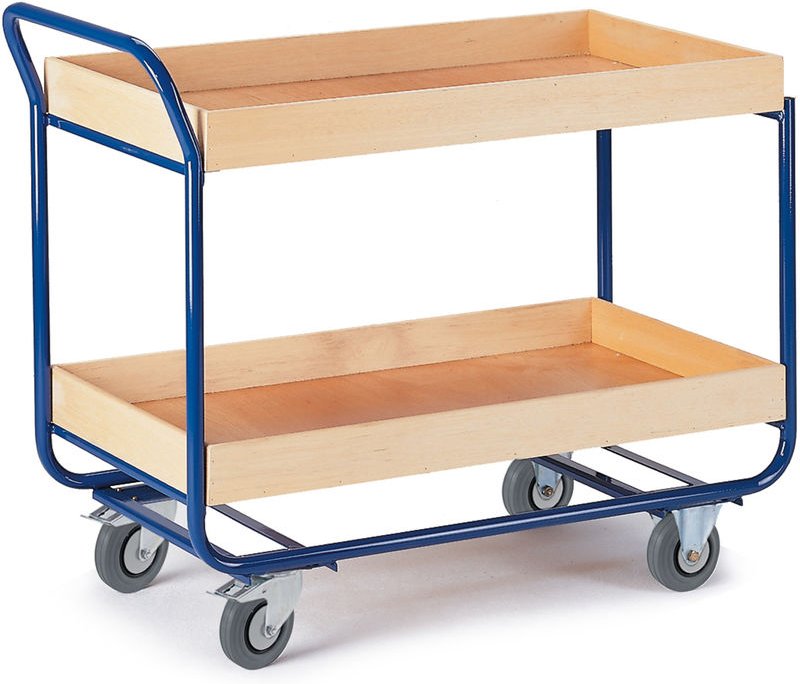 Rollcart Tischwagen mit 2 Etagen 1000x575mm Buchedekor 80mm Rand