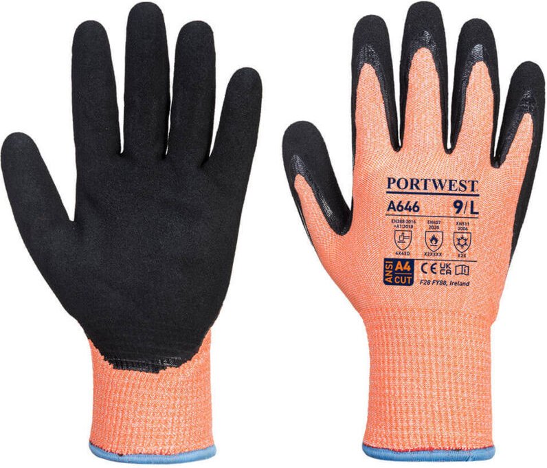 Winterhandschuhe Vis-Tex HR Cut Nitril Orange/Schwarz 3XL - Größe 12