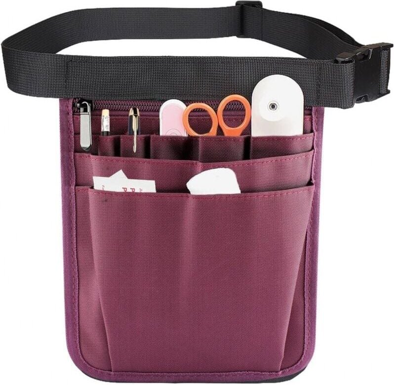 Thumbnail - 1 borsa per infermieri, kit di utensili multiuso, borsa portaoggetti per accessori per infermieri viola con cintura rego...