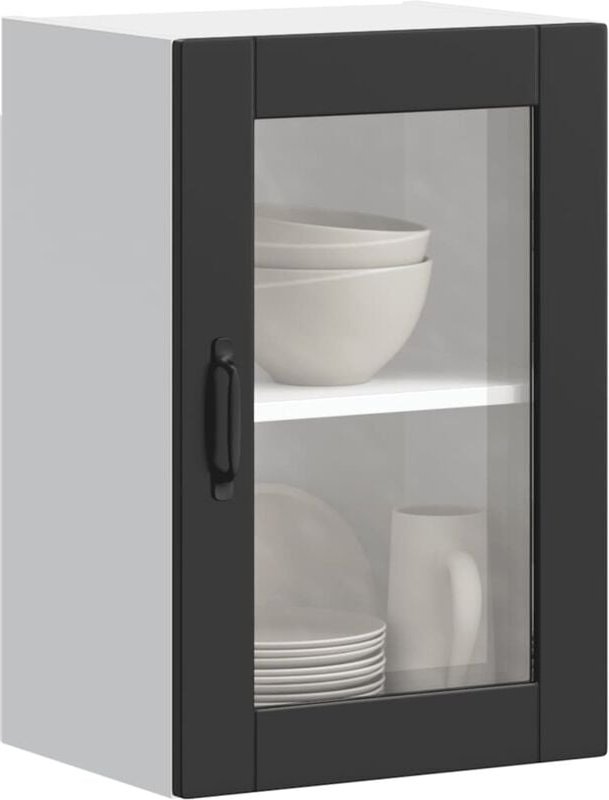 Küchen-Hängeschrank mit Glastür Porto Schwarz Vidaxl