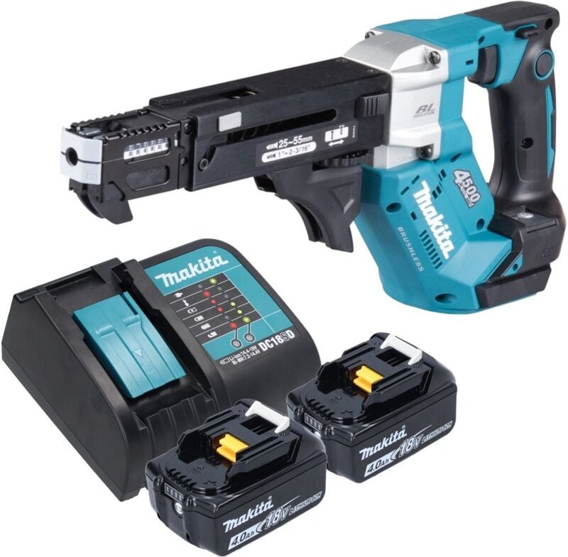Dfr 552 sm Akku Magazinschrauber 18 v 25 - 55 mm Brushless + 2x Akku 4,0 Ah + Ladegerät - Makita