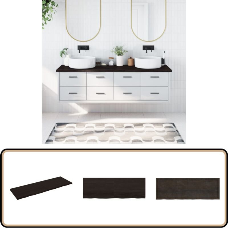 Waschtischplatte Dunkelbraun 180x60x(2-4)cm Massivholz - Holz Waschttisch Platte - Eiche - Massivt Holz - Badrenovierung...