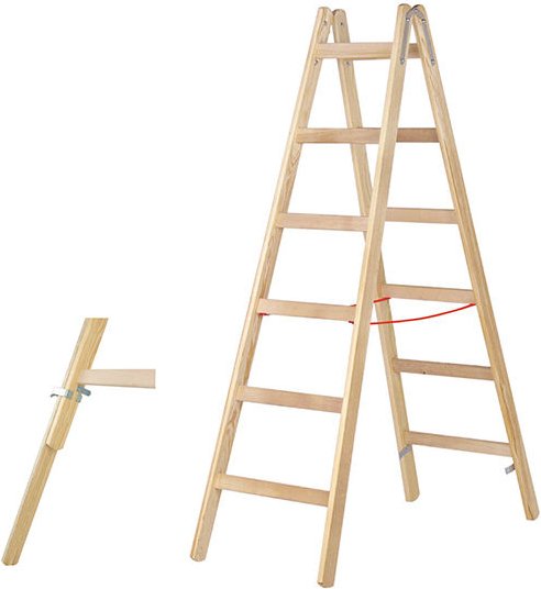 Matisère - Maler Doppelleiter aus Holz 2x7 Stufen - Maximale Arbeitshöhe 3.40m - 71410/2x7/79640