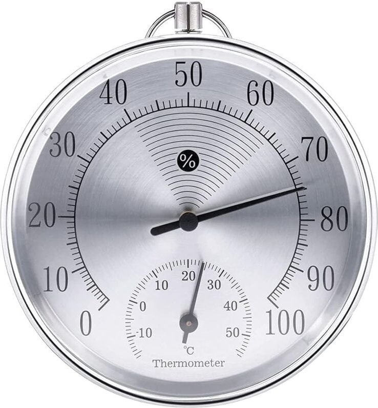 Außenthermometer, 10 cm kabelloses analoges Wandthermometer und Hygrometer, geeignet für Häuser, Gewächshäuser, Gärten, ...