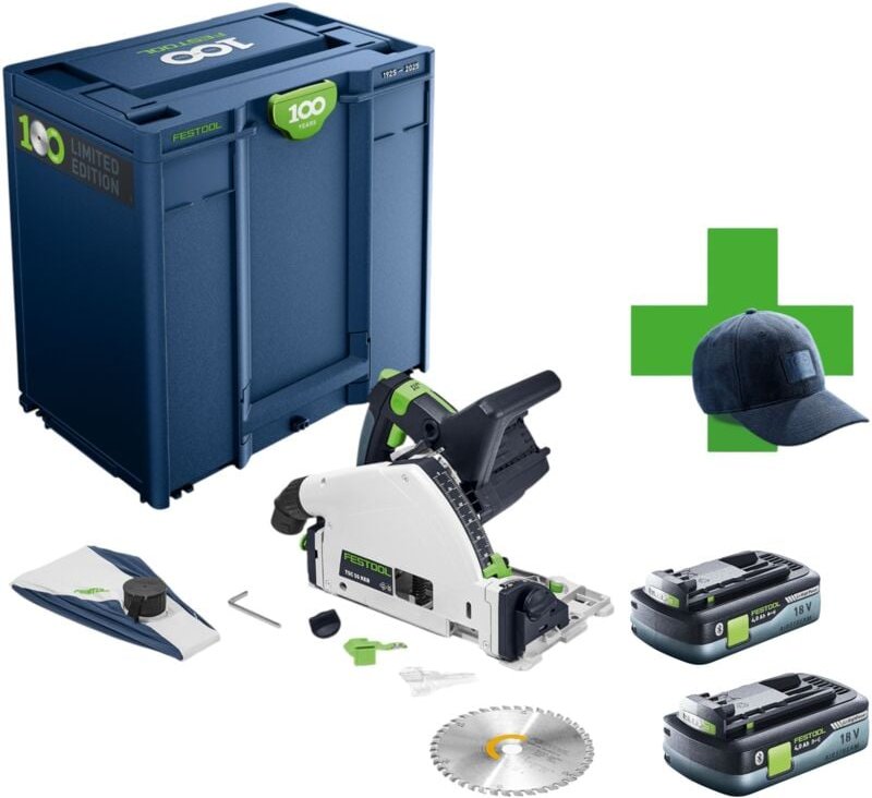 Tsc 55 KEB-Basic 100Y Limited Edition Akku Tauchsäge 18 / 36 v ( 2x 18 v ) 160 mm Brushless + 2x Akku 4,0 Ah + Systainer...