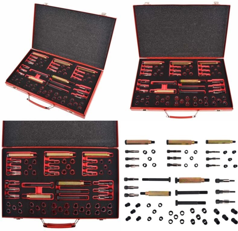 Glühkerzengewinde-Reparaturset 63-tlg. M8 M9 M10 M12 - Glühkerzengewinde Reparatur - Handwerkszeug - Werkstattbedarf - A...