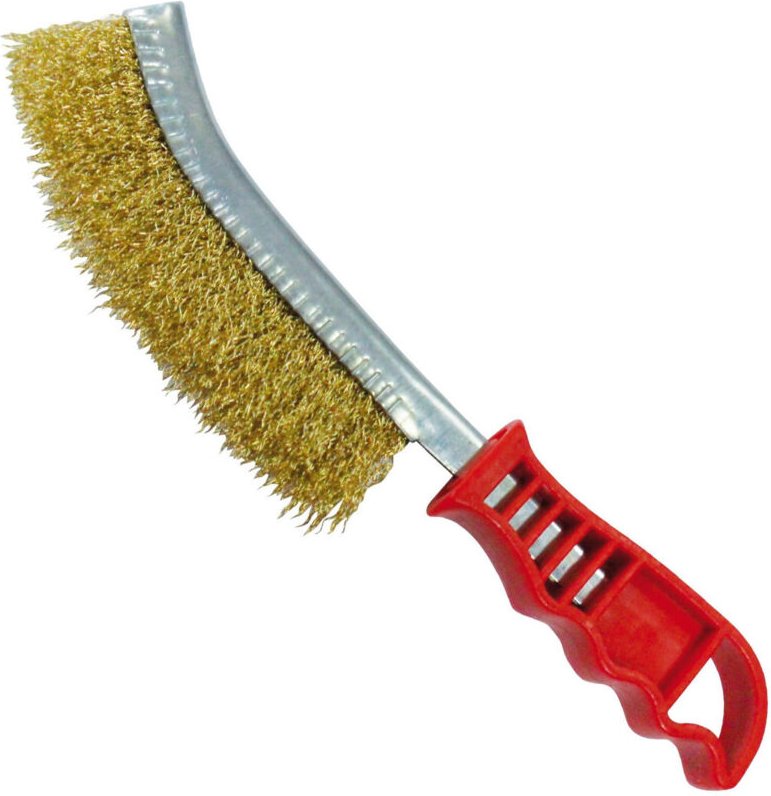 Trade Shop Traesio - Trade Shop - Gebogene Drahtbürste zum Schleifen von Eisen, Messing, Stahl für Grills -