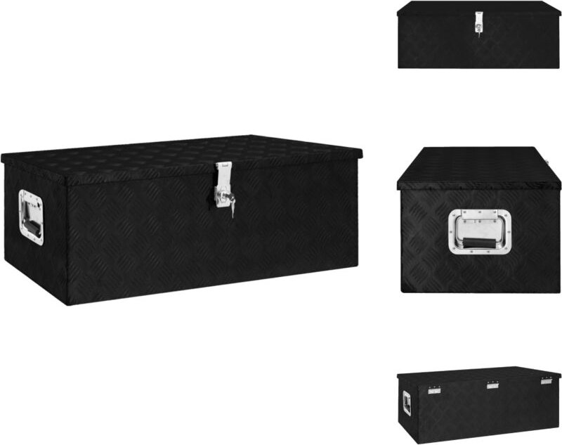 Werkzeugkästen - Living Aufbewahrungsbox Schwarz 90x47x33,5 cm Aluminium - Schwarz