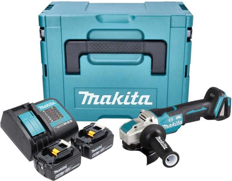 Dga 520 STJX1 Akku Winkelschleifer 18 v 125 mm x-lock Brushless + 2x Akku 5,0 Ah + Ladegerät + Makpac - Makita