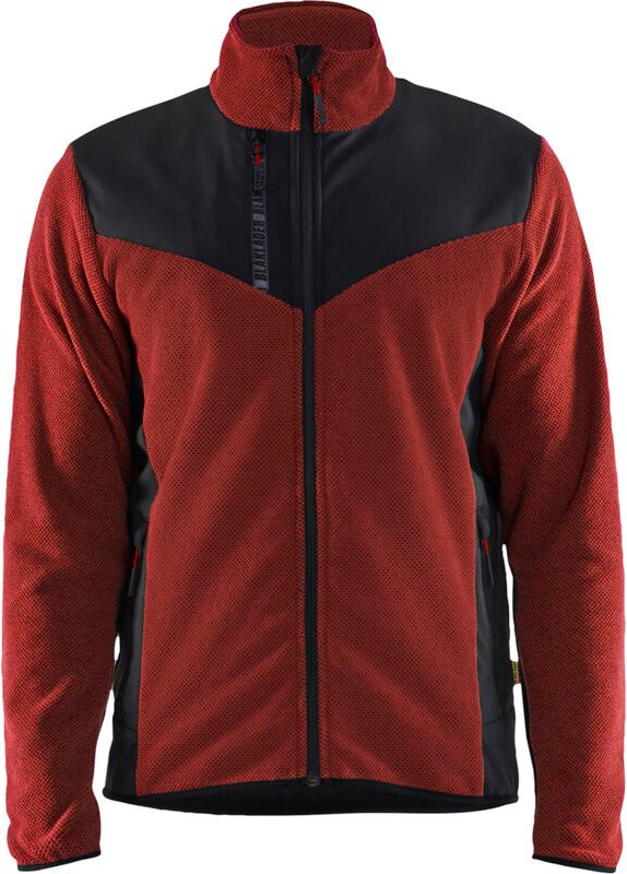 Strickjacke mit Softshell 5942 – Ziegelrot/Schwarz XXXL