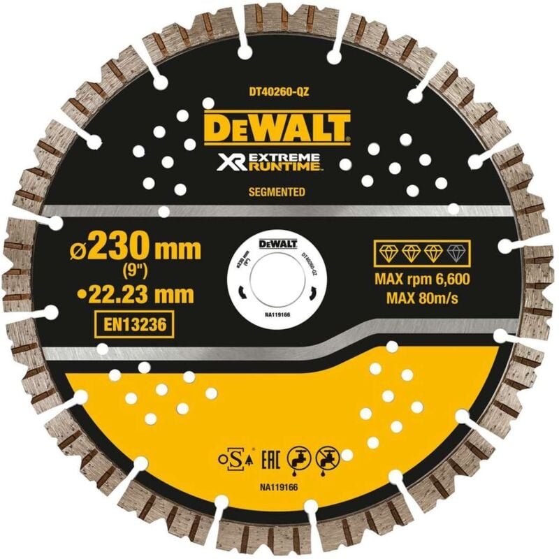 Zubehör - Diamanttrennscheibe für Beton 230x22,23 mm DT40260 - Dewalt