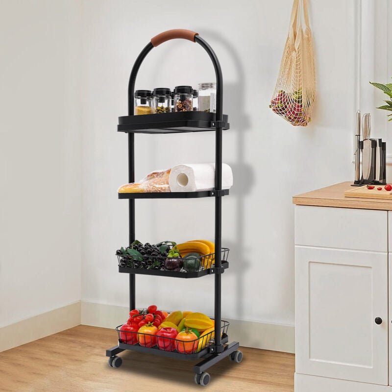 Senderpick - Aufbewahrungsregal 40 x 25 x 103 cm, vertikales vierstufiges Lagerregal mit zwei Regalböden und zwei Körben...