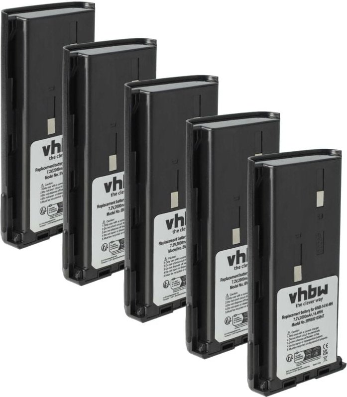 vhbw 5x Akku kompatibel mit Kenwood TK-278GM, TK-278GC, TK-278G, TK-272, TK-3101, TK-3100, TK-272G Funkgerät, Walkie Tal...