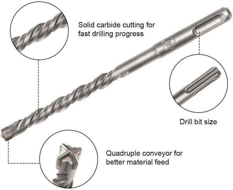 Ulisem 7 Stück (5 mm 16 mm) elektrische Hammerbohrer, Kreuzbohrer für Beton, Ziegel, Stein, Natur.