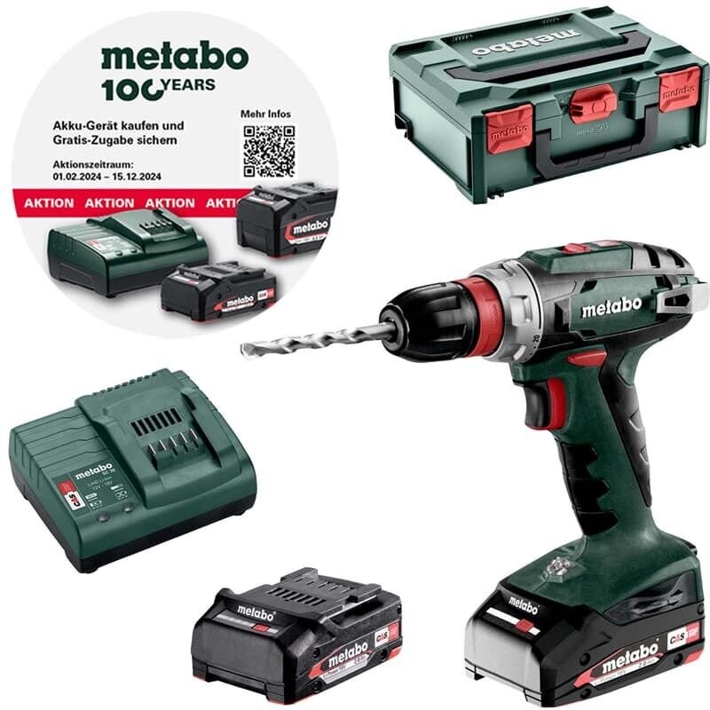 Metabo - Akku-Bohrschrauber bs 18 Quick mit 2x 2,0 Ah Akkus + Ladegerät im Koffer