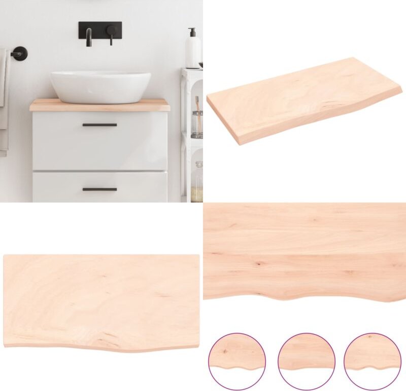 Waschtischplatte 60x30x2 cm Massivholz Unbehandelt - Massivholz Waschttischplatte - Eiche - Badrenovierung - Holz Platte...