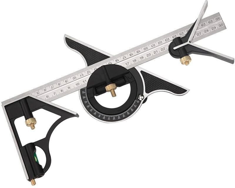 Kombinationsquadrat aus Metall, multifunktionales Zimmerei-Lineal, Kombinationswinkel-Lineal mit Nullkopf, gerade Wasser...