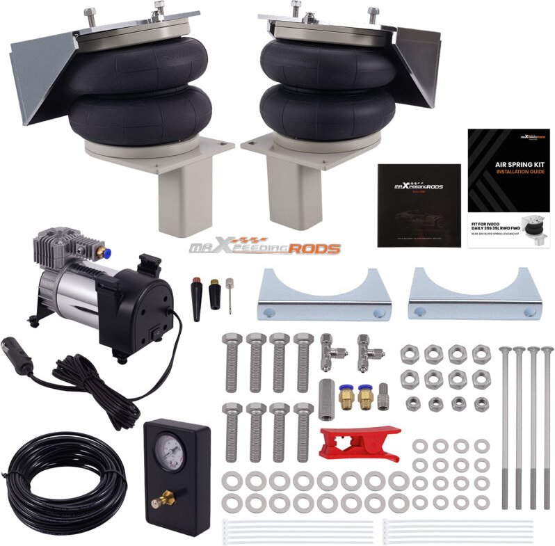 2X Luftbalg + 12V Kompressor Kit for Iveco Daily 35S 35L 2006-2014 rwd, fwd