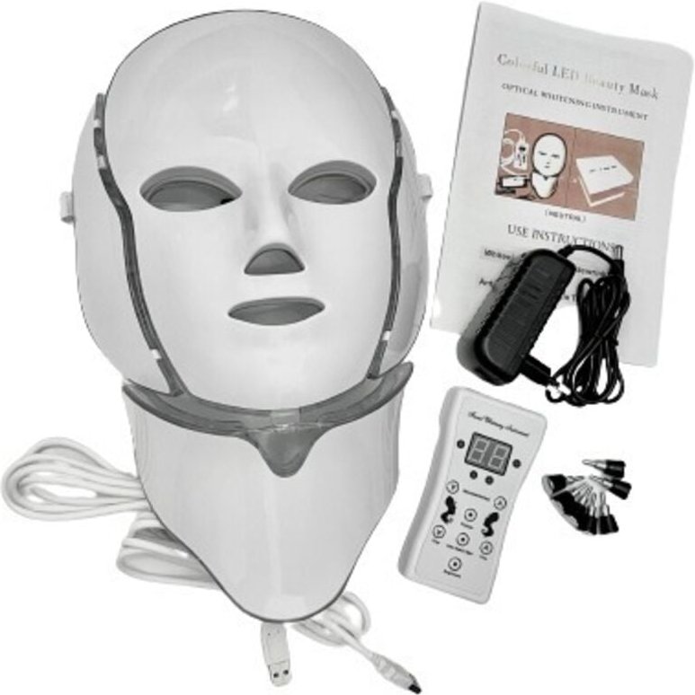 LED-Photonenmaske für Gesicht und Hals + Elektrostylumation