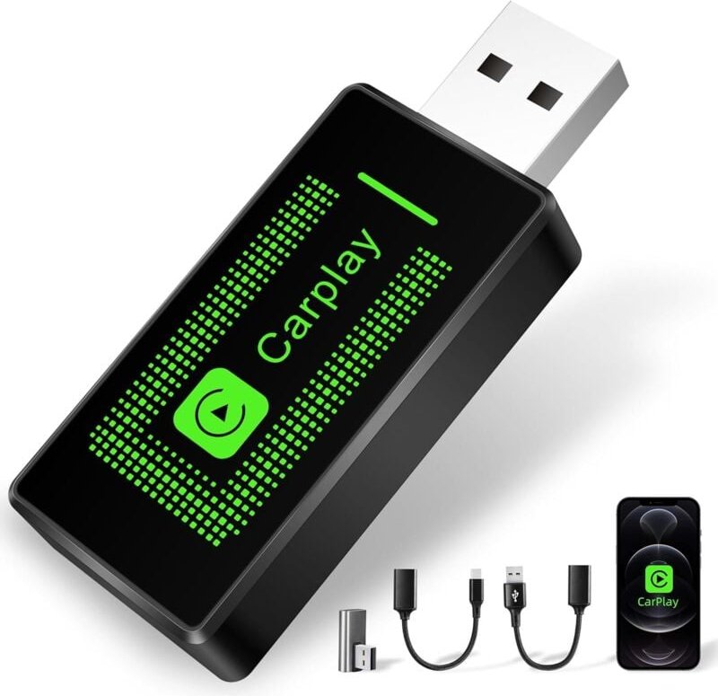 Lyssiefeel Kabelloser Carplay-Adapter für iPhone, 2024-Upgrade, USB-CarPlay-Dongle, einfaches Plug-and-Play, kompatibel ...