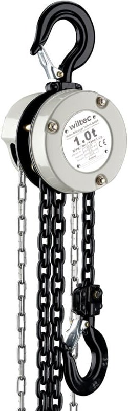 Wiltec - Mini Kettenzug bis 1 t, robuster Handkettenzug 3 m Hubhöhe, Tragmittel mit 3 m Lastkette, Hebezeug manuell, hoc...