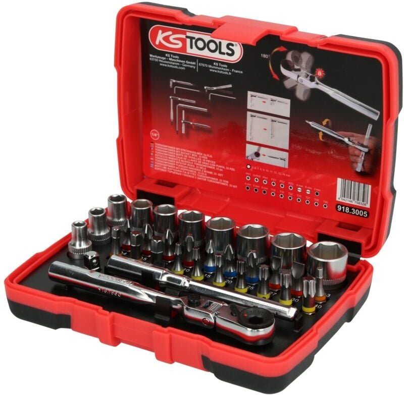Ks Tools 1/4 TORSIONpower Bit-Stecknuss-Box, 33-tlg