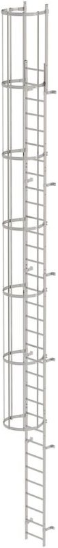 Günzburger Steigtechnik - einzügige Steigleiter mit Rückenschutz (Bau) Edelstahl 10,72 m - 530125