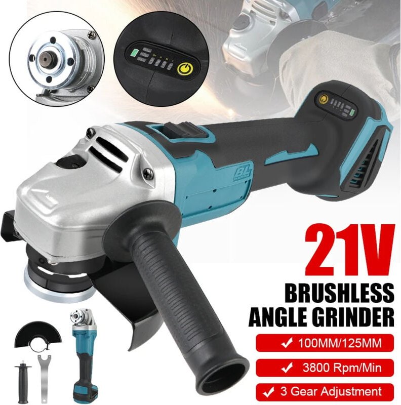125 mm elektrischer Winkelschleifer, 21 V, 8500 U/min, kleine wiederaufladbare Handschneidemaschine, bürstenloser Winkel...