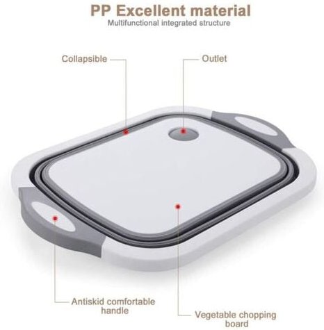 3-in-1-Schneidebrett, faltbare Schüssel, zusammenklappbarer Aufbewahrungskorb, tragbarer Campingkorb, Küchenbrett, Abtro...