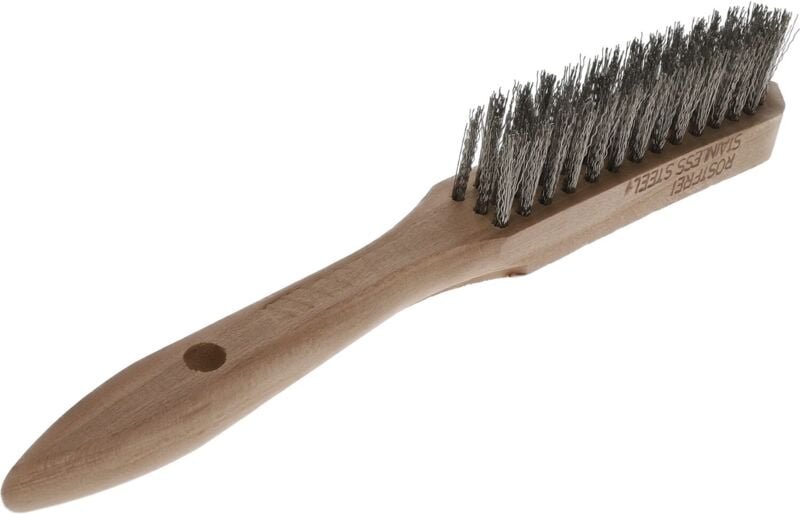 Drahtbürste 3-reihig, Handdrahtbürste mit Stiel aus Holz, Stahldraht rostfrei gerade - Osborn